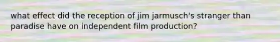 what effect did the reception of jim jarmusch's stranger than paradise have on independent film production?