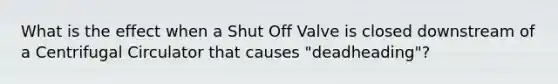 What is the effect when a Shut Off Valve is closed downstream of a Centrifugal Circulator that causes "deadheading"?