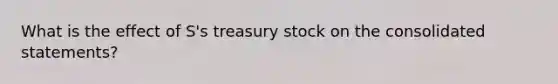 What is the effect of S's treasury stock on the consolidated statements?