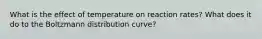 What is the effect of temperature on reaction rates? What does it do to the Boltzmann distribution curve?