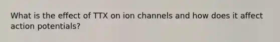 What is the effect of TTX on ion channels and how does it affect action potentials?