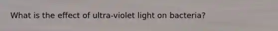 What is the effect of ultra-violet light on bacteria?