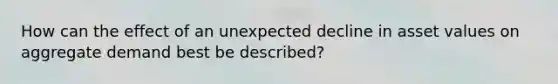 How can the effect of an unexpected decline in asset values on aggregate demand best be described?