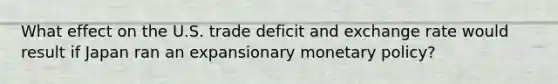 What effect on the U.S. trade deficit and exchange rate would result if Japan ran an expansionary monetary policy?