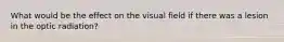 What would be the effect on the visual field if there was a lesion in the optic radiation?