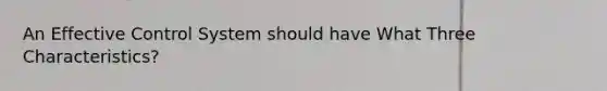 An Effective Control System should have What Three Characteristics?