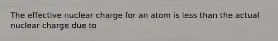 The effective nuclear charge for an atom is less than the actual nuclear charge due to