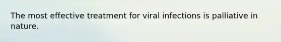 The most effective treatment for viral infections is palliative in nature.