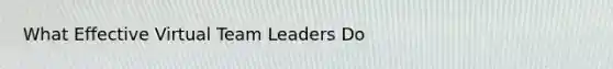 What Effective Virtual Team Leaders Do