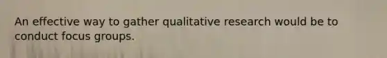 An effective way to gather qualitative research would be to conduct focus groups.