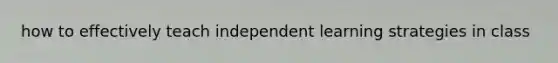 how to effectively teach independent learning strategies in class