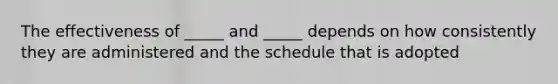 The effectiveness of _____ and _____ depends on how consistently they are administered and the schedule that is adopted