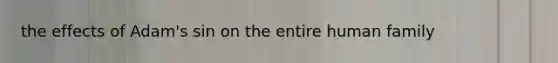 the effects of Adam's sin on the entire human family