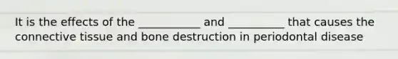 It is the effects of the ___________ and __________ that causes the connective tissue and bone destruction in periodontal disease