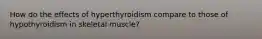 How do the effects of hyperthyroidism compare to those of hypothyroidism in skeletal muscle?