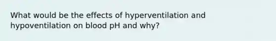 What would be the effects of hyperventilation and hypoventilation on blood pH and why?