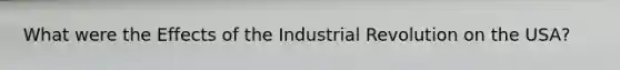 What were the Effects of the Industrial Revolution on the USA?