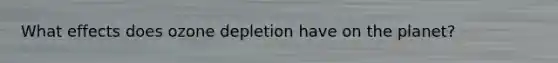 What effects does ozone depletion have on the planet?