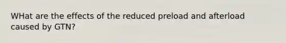 WHat are the effects of the reduced preload and afterload caused by GTN?