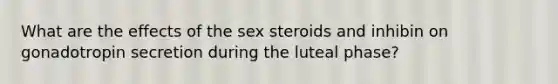 What are the effects of the sex steroids and inhibin on gonadotropin secretion during the luteal phase?