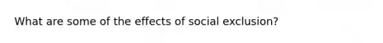 What are some of the effects of social exclusion?