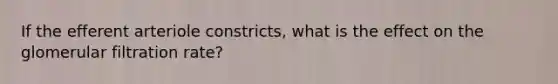 If the efferent arteriole constricts, what is the effect on the glomerular filtration rate?