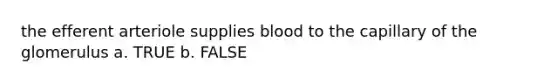 the efferent arteriole supplies blood to the capillary of the glomerulus a. TRUE b. FALSE