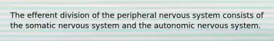 The efferent division of the peripheral nervous system consists of the somatic nervous system and the autonomic nervous system.