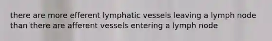 there are more efferent lymphatic vessels leaving a lymph node than there are afferent vessels entering a lymph node