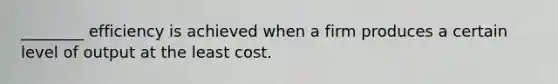 ________ efficiency is achieved when a firm produces a certain level of output at the least cost.