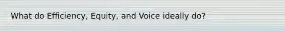 What do Efficiency, Equity, and Voice ideally do?