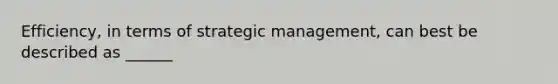 Efficiency, in terms of strategic management, can best be described as ______