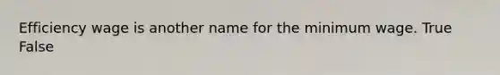 Efficiency wage is another name for the minimum wage. True False