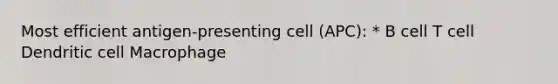 Most efficient antigen-presenting cell (APC): * B cell T cell Dendritic cell Macrophage