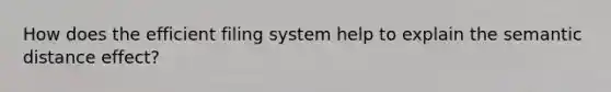 How does the efficient filing system help to explain the semantic distance effect?