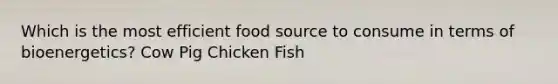 Which is the most efficient food source to consume in terms of bioenergetics? Cow Pig Chicken Fish