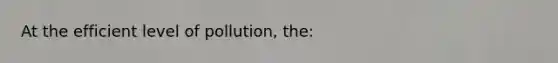 At the efficient level of pollution, the: