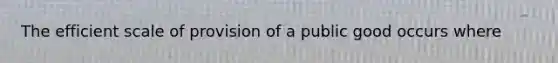 The efficient scale of provision of a public good occurs where