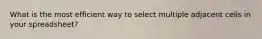 What is the most efficient way to select multiple adjacent cells in your spreadsheet?