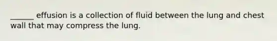 ______ effusion is a collection of fluid between the lung and chest wall that may compress the lung.