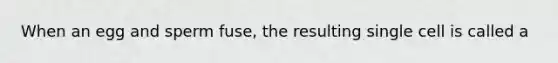 When an egg and sperm fuse, the resulting single cell is called a