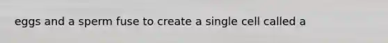 eggs and a sperm fuse to create a single cell called a