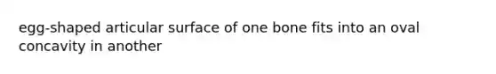 egg-shaped articular surface of one bone fits into an oval concavity in another