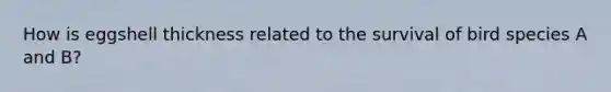 How is eggshell thickness related to the survival of bird species A and B?