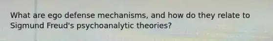 What are ego defense mechanisms, and how do they relate to Sigmund Freud's psychoanalytic theories?