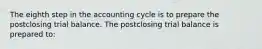 The eighth step in the accounting cycle is to prepare the postclosing trial balance. The postclosing trial balance is prepared to: