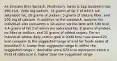 An Einstein Bros Spinach, Mushroom, Swiss & Egg Sandwich has 490 kcal, 1080 mg sodium, 18 grams of fat 7 of which are saturated fat, 26 grams of protein, 3 grams of dietary fiber, and 250 mg of calcium. In addition to the sandwich, assume the individual also consumes a 12-ounce vanilla latte with 180 kcal, 4.4 grams of fat 3 of which are saturated fat, 8 grams of protein, no fiber or sodium, and 25 grams of added sugars. For an individual whose daily caloric goal is 2000 kcal, how does 670 kcal compare to the suggested range of kcal for foods eaten at breakfast? A. Lower than suggested range b. within the suggested range c. desirable since 670 kcal represents about a third of daily kcal d. higher than the suggested range