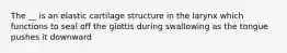 The __ is an elastic cartilage structure in the larynx which functions to seal off the glottis during swallowing as the tongue pushes it downward