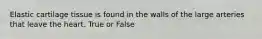 Elastic cartilage tissue is found in the walls of the large arteries that leave the heart. True or False