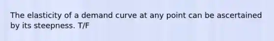 The elasticity of a demand curve at any point can be ascertained by its steepness. T/F